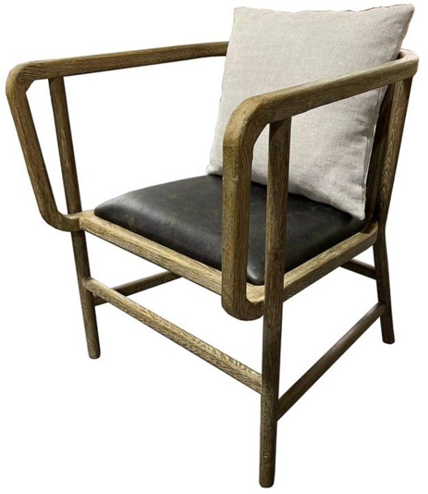 Полукресло HAC6018-OAK/A006B-2/CP155, дуб, кожа, текстиль, natural oak/black/grey, ROOMERS FURNITURE