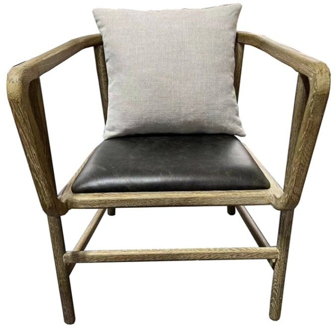 Полукресло HAC6018-OAK/A006B-2/CP155, дуб, кожа, текстиль, natural oak/black/grey, ROOMERS FURNITURE