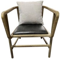 Полукресло HAC6018-OAK/A006B-2/CP155, дуб, кожа, текстиль, natural oak/black/grey, ROOMERS FURNITURE