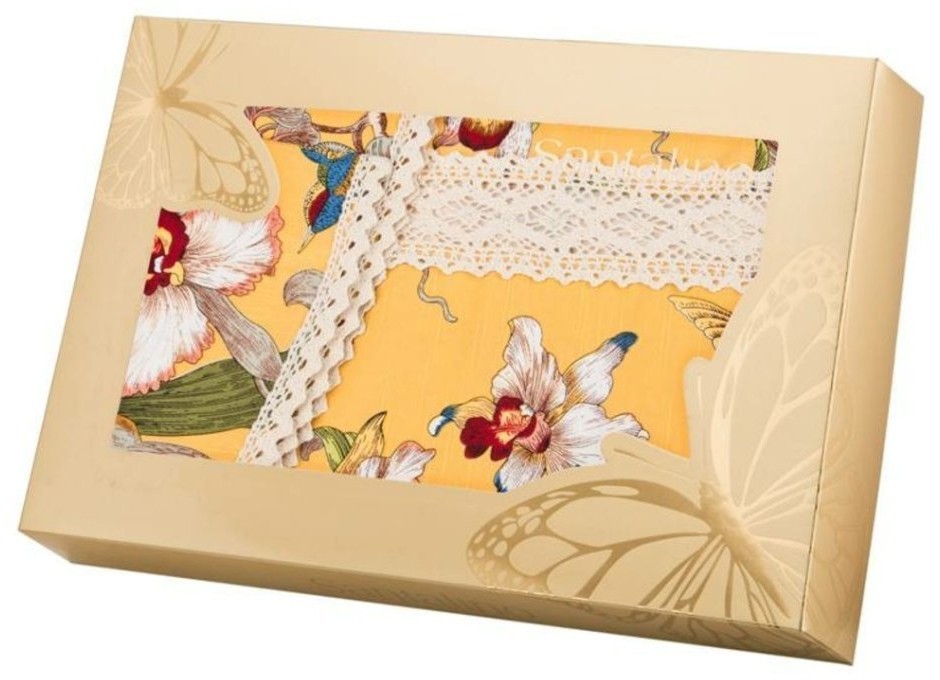 Комплект штор 2 шт с прихватами "парадиз" 100*180 см, 100% хлопок,желтые SANTALINO (850-815-1)