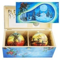 Новогодний набор на 2 шара Энергетик 2 с кристаллами Swarovski (2241)