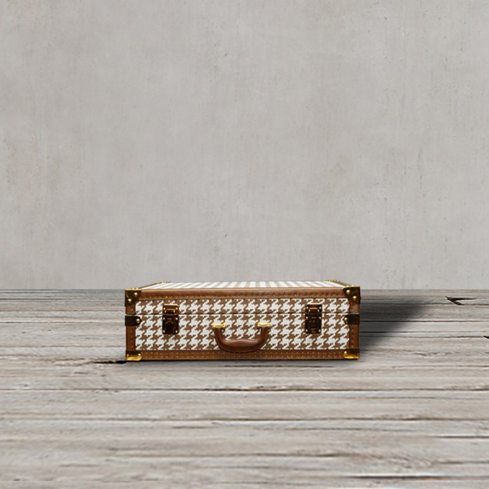 Сундук T0138B58C#, текстиль, кожа, металл, gold/brown, ROOMERS FURNITURE