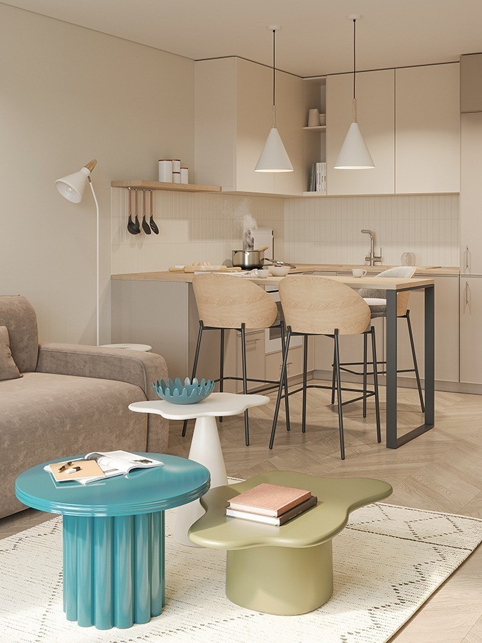 Столик приставной fluid, 56х52 см, морская пена (78646)