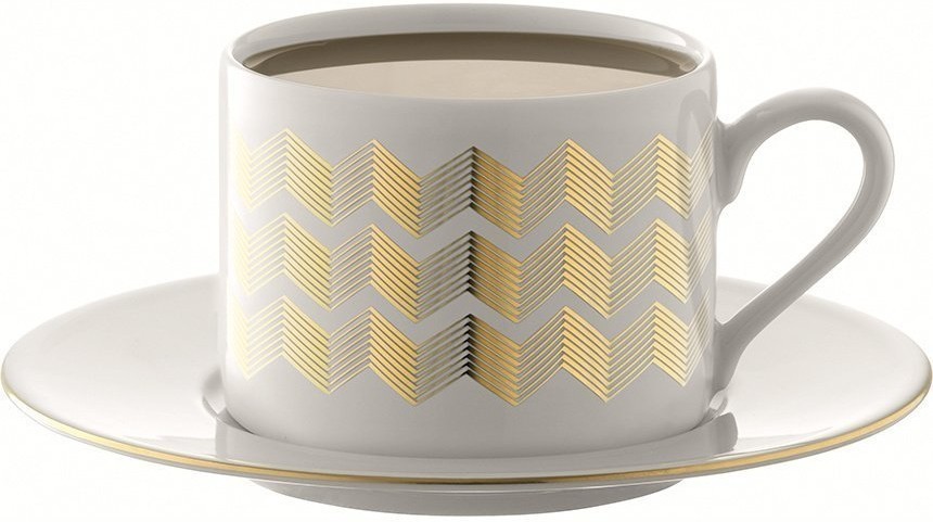 Набор чашек с блюдцами signature, chevron, 4 шт, 250 мл, золото (70273)
