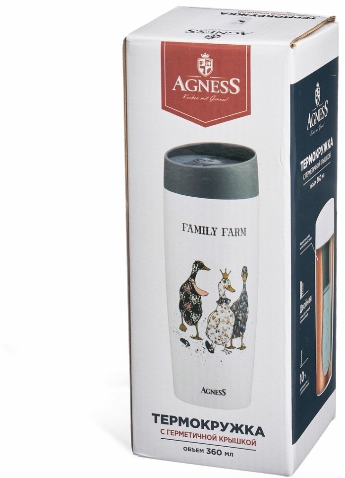 Термокружка agness  "family farm" 360мл, колба нерж.сталь 18/10 (709-121)