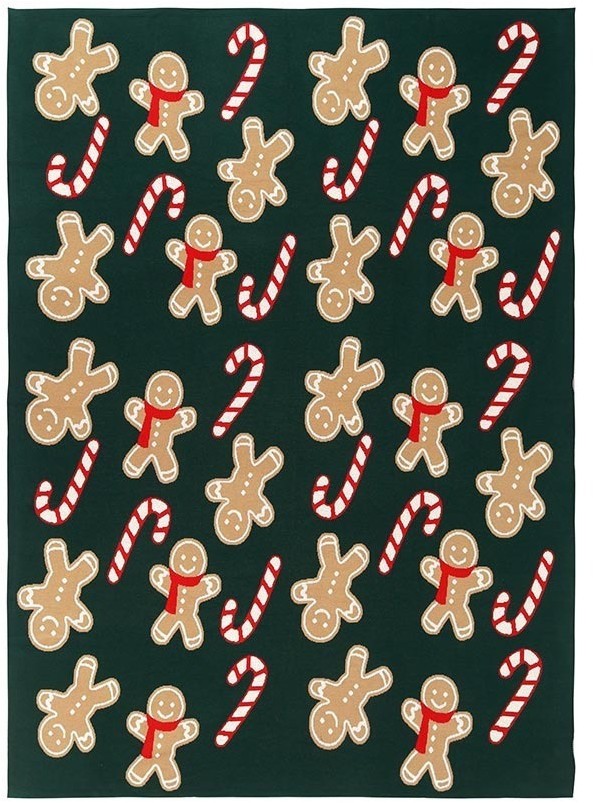 Плед из хлопка с новогодним рисунком gingerman из коллекции new year essential, 130x180 см (79343)