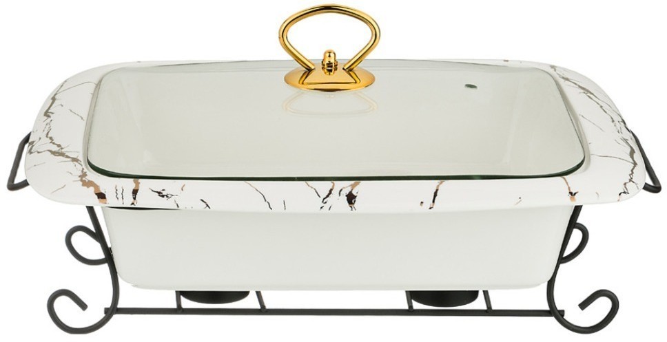 Мармит со стекл. крышкой на метал. подставке прямоуг."fantasy" 2,0л 35*24*11см Lefard (42-307)