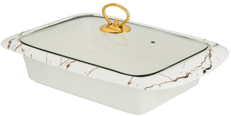 Мармит со стекл. крышкой на метал. подставке прямоуг."fantasy" 2,0л 35*24*11см Lefard (42-307)