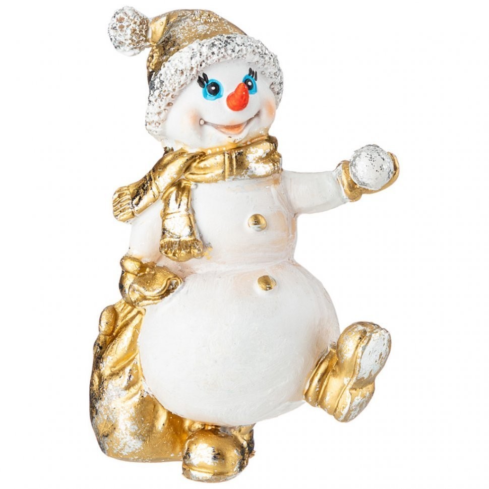 Фигурка декоративная "снеговичок с мешком подарков и снежком" высота=12 см Lefard (169-711)