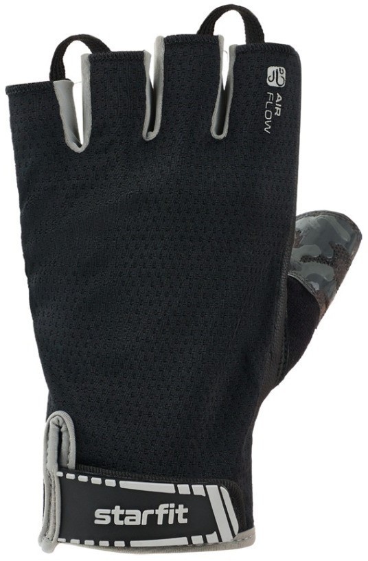 Перчатки для фитнеса STARFIT WG-203, черный/серый (2119242)