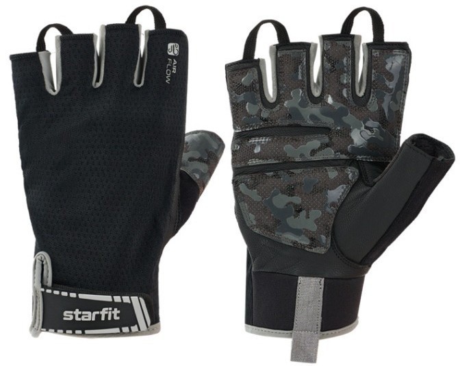 Перчатки для фитнеса STARFIT WG-203, черный/серый (2119242)