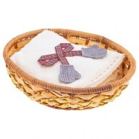 Набор полотенеце махровое в корзине &quot;морозко&quot; 50х30см,шампань,х\б 100%, SANTALINO (850-840-74)