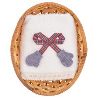 Набор полотенеце махровое в корзине &quot;морозко&quot; 50х30см,шампань,х\б 100%, SANTALINO (850-840-74)