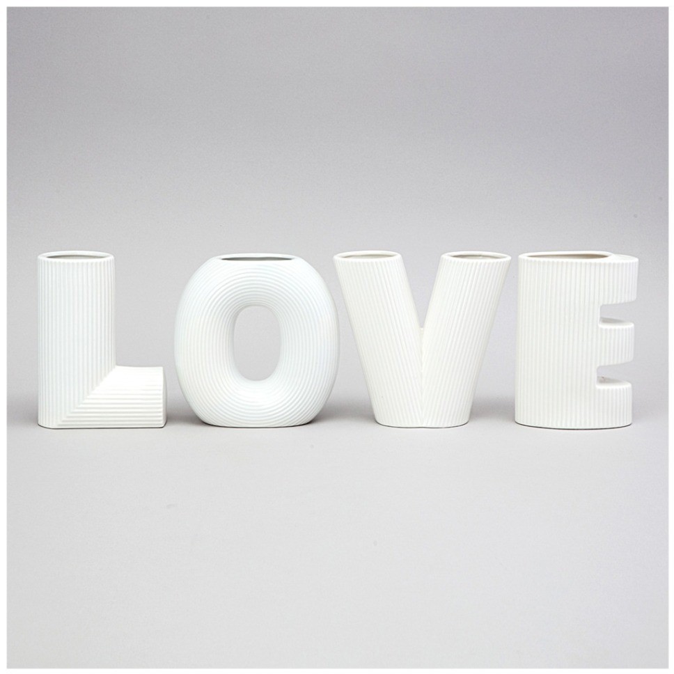 Набор ваз "love", высота 15.2см цвет: белый Lefard (374-140)