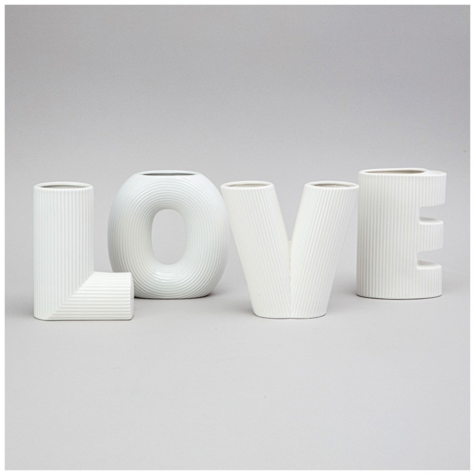 Набор ваз "love", высота 15.2см цвет: белый Lefard (374-140)