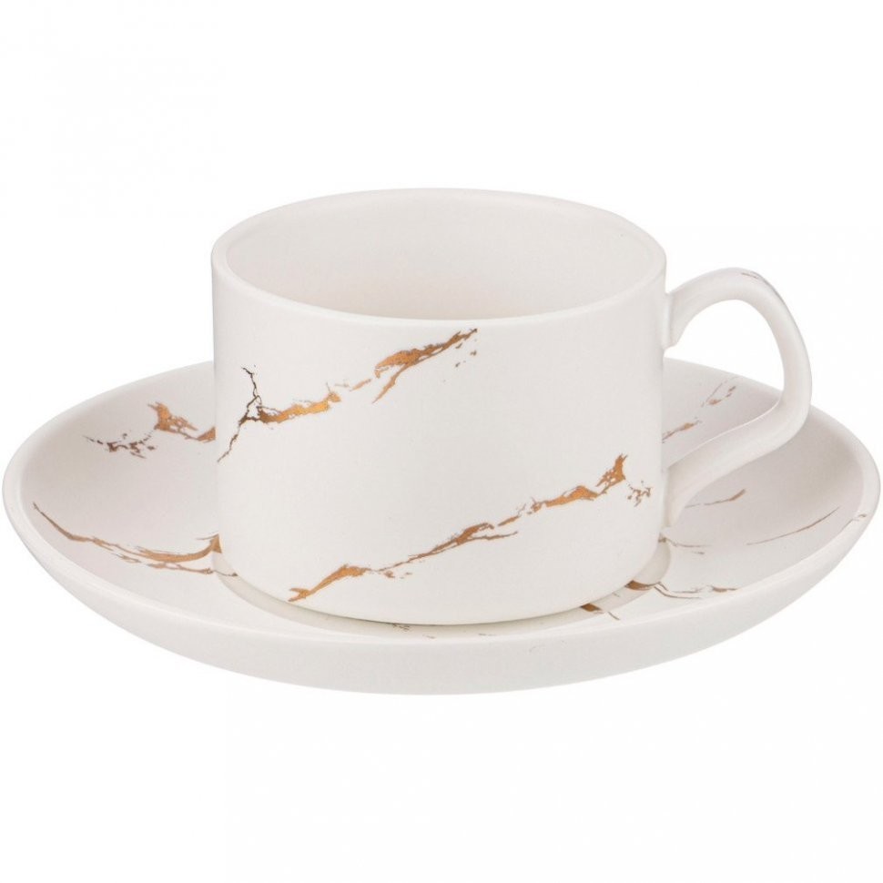 Чайный набор на 4 персоны коллекция "золотой мрамор" объем чашки 250 мл цвет:white Lefard (412-207)