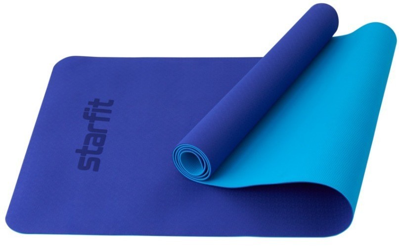 Коврик для йоги и фитнеса STARFIT FM-201, TPE, 183x61x0,4 см, темно-синий/синий (2103974)