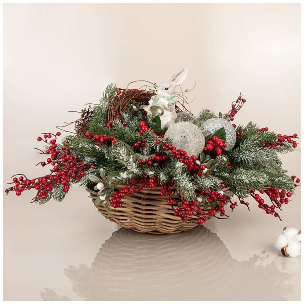 Цветочная композиция в корзине "добрый заяц" ширина 56см*высота 34см- без упаковки Lefard (23-2144)