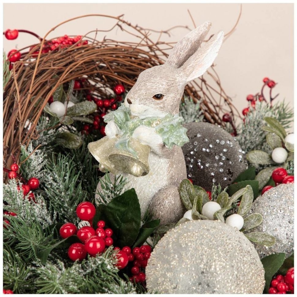 Цветочная композиция в корзине "добрый заяц" ширина 56см*высота 34см- без упаковки Lefard (23-2144)