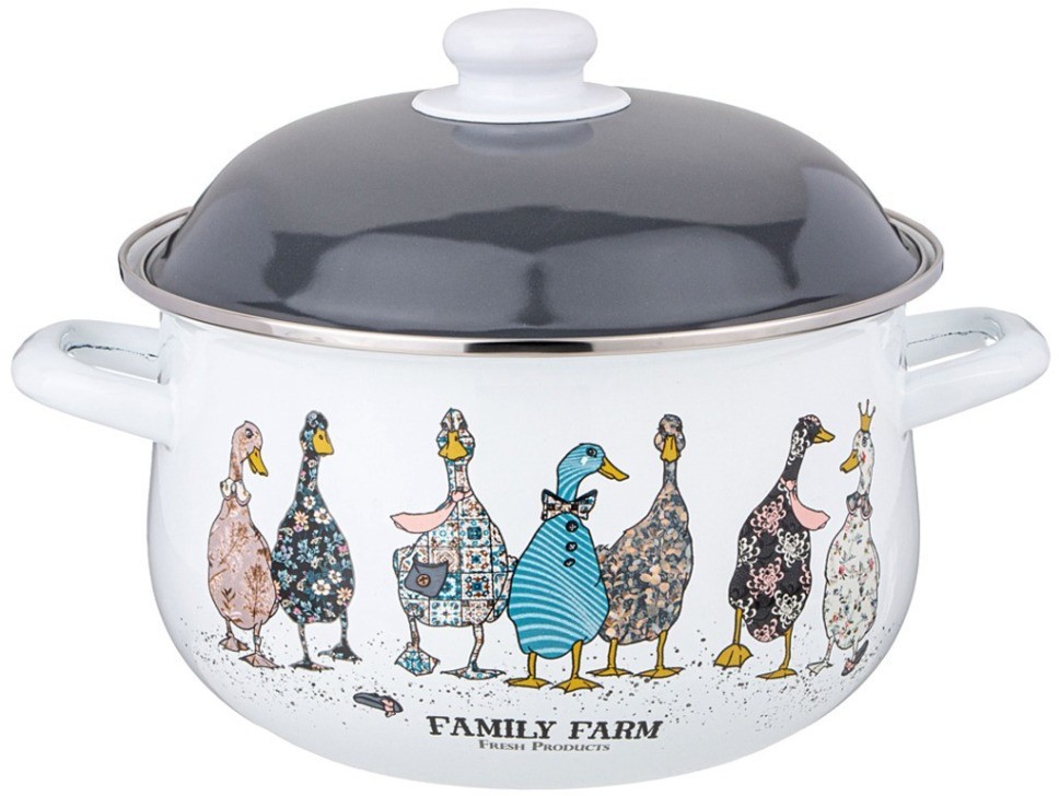 Кастрюля agness эмалированная с эмал.крышкой серия "family farm", 3.6 л, 22*13 см (934-623)
