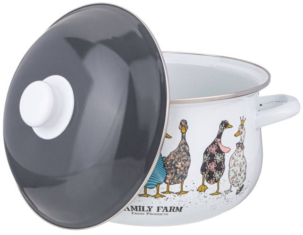 Кастрюля agness эмалированная с эмал.крышкой серия "family farm", 3.6 л, 22*13 см (934-623)
