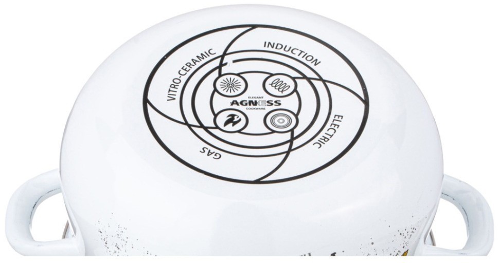 Кастрюля agness эмалированная с эмал.крышкой серия "family farm", 3.6 л, 22*13 см (934-623)