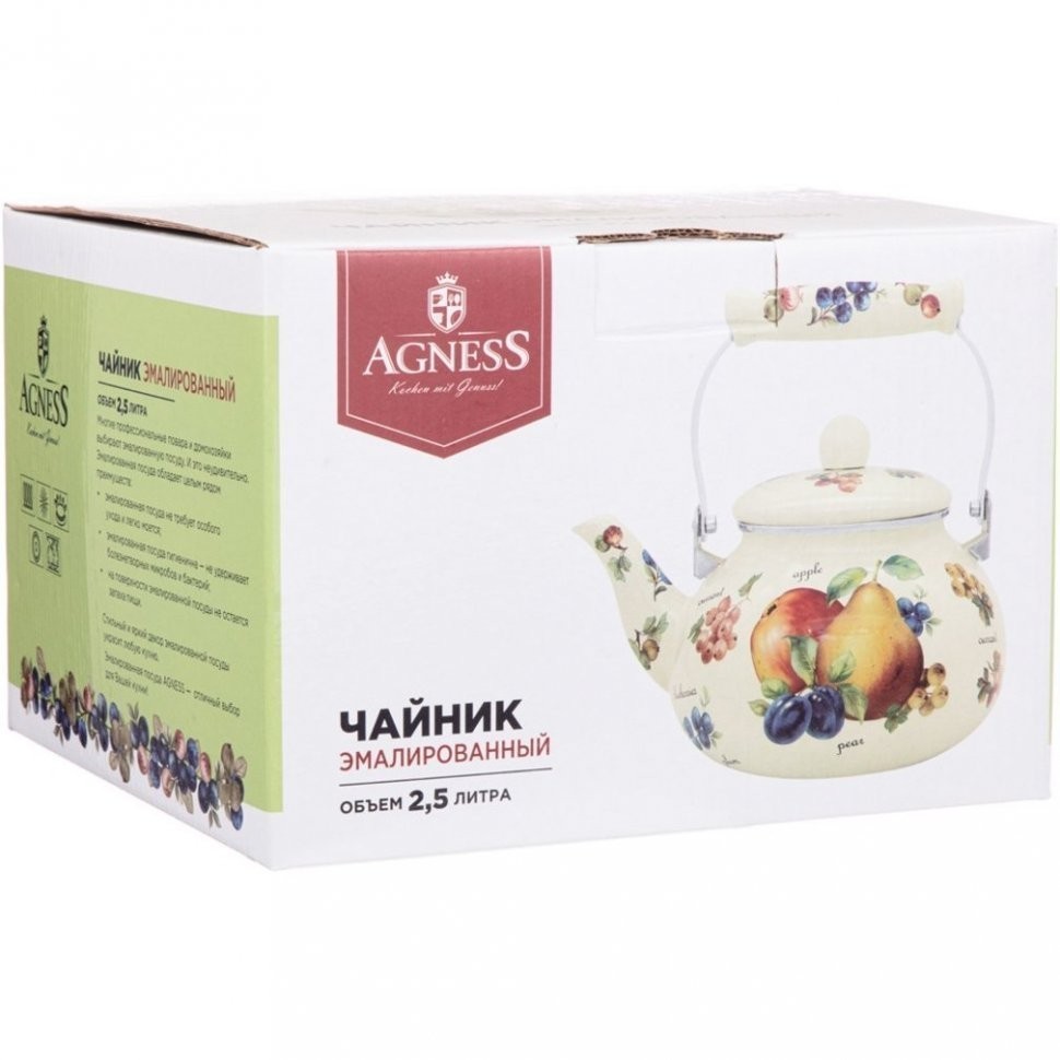 Чайник agness  эмалированный, серия "секретные ингредиенты" 2,5 л Agness (934-421)