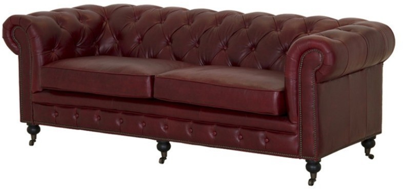 Диван 880A-3D/rouge52#, Кожа, Red, ROOMERS FURNITURE