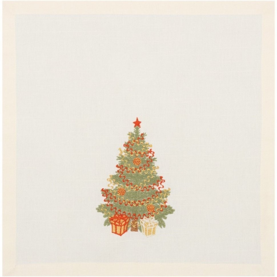 Набор салфеток из 2х шт "ёлка" 40х40 см шампань+зелёный, 100% хлопок SANTALINO (850-817-35)