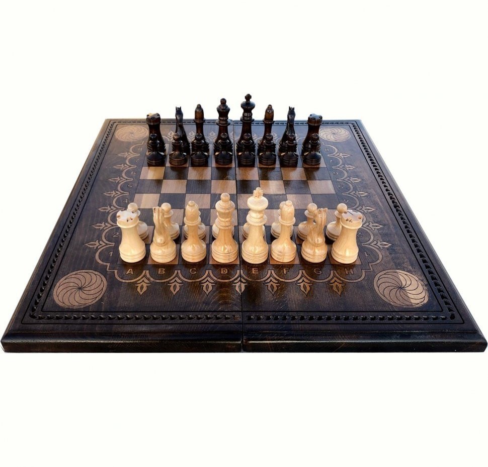 Шахматы + нарды резные "Бесконечность" 50, Mkhitaryan (28402)