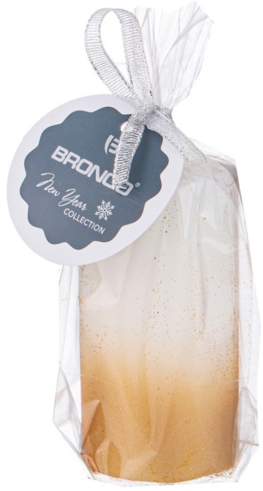 Свеча столбик d5*10 см белая с золотом (TT-00012844)