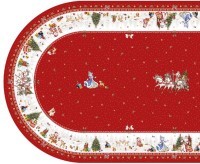 Скатерть овальная &quot;с новым годом&quot; 140х300см ,красный, 100% хлопок,твил пропитка Lefard (850-763-42)