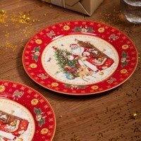 Набор тарелок обеденных lefard &quot;дед мороз&quot; 2 шт. 27 см красный (85-1719-1)