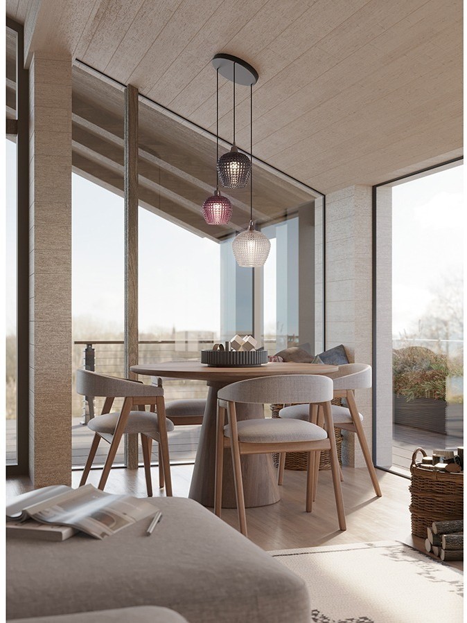 Светильник подвесной каскадный aurora, D50 см, сливовый/серый/прозрачный (76566)