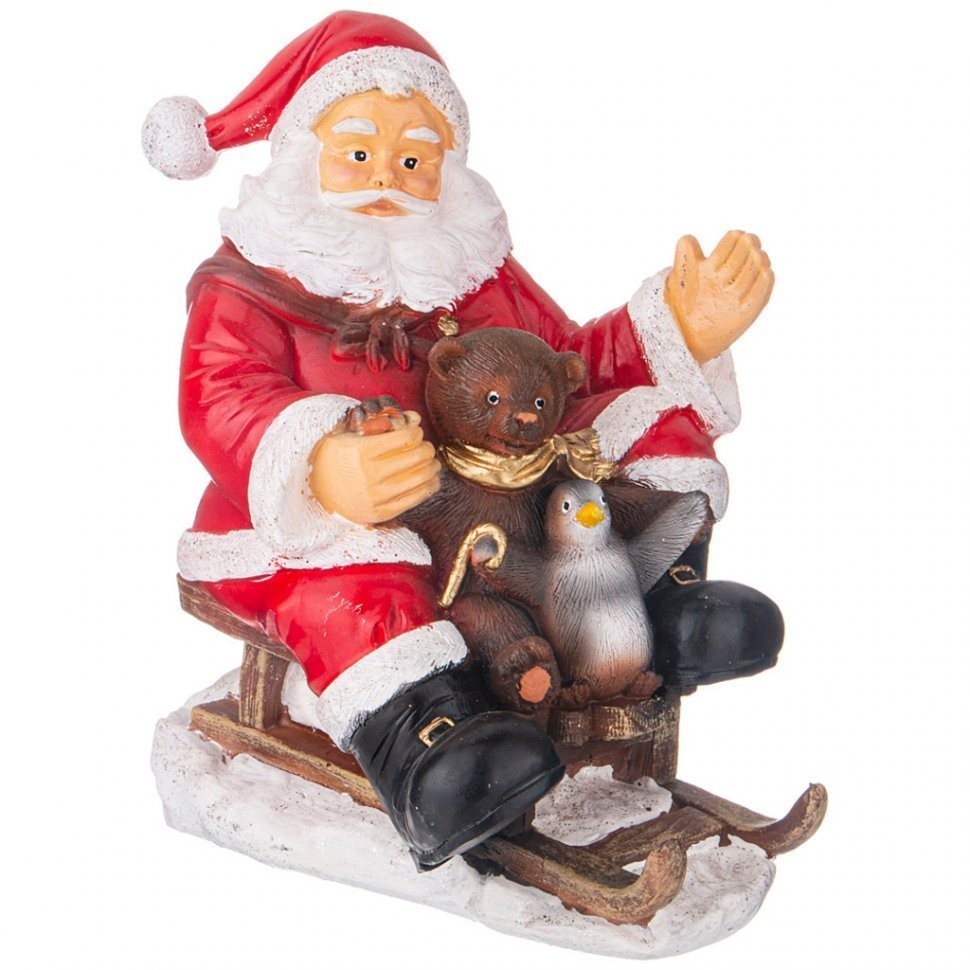 Фигурка декоративная "дед мороз на санях с мишкой" высота=25см Lefard (169-728)