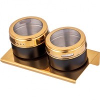 Набор для специй agness 3 пр.&quot;черное золото&quot; на магнитах, в т.ч. метал.подставка 14*9*5 см (912-032)