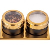 Набор для специй agness 3 пр.&quot;черное золото&quot; на магнитах, в т.ч. метал.подставка 14*9*5 см (912-032)