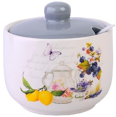 Сахарница с крышкой 520мл с ложкой 3пр Утренняя свежесть LORAINE (60193)