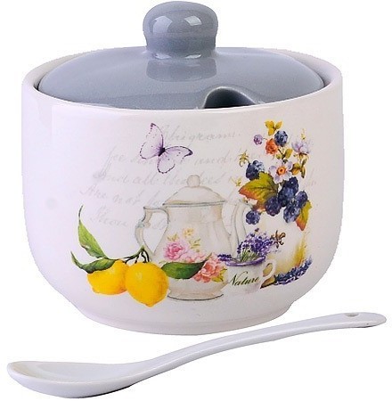 Сахарница с крышкой 520мл с ложкой 3пр Утренняя свежесть LORAINE (60193)