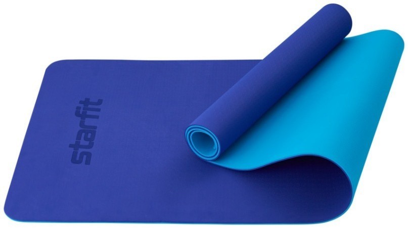 Коврик для йоги и фитнеса FM-201, TPE, 183x61x0,6 см, синий/темно-синий (2104285)