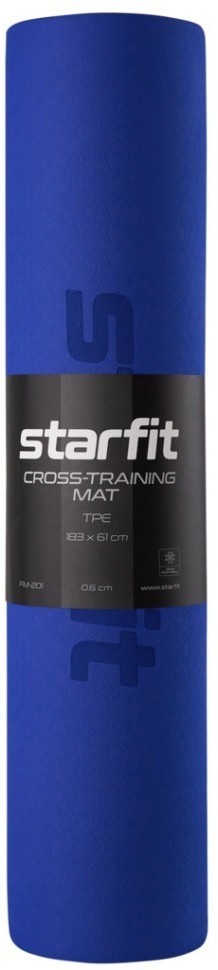 Коврик для йоги и фитнеса FM-201, TPE, 183x61x0,6 см, синий/темно-синий (2104285)