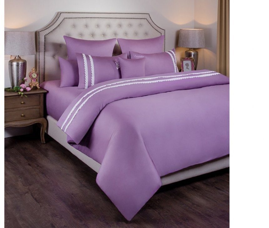 Кпб "лаванда" 2-х сп, сиреневый, с кружевом, под175*215-1шт, прост 250*220-1шт,нав 50*70-2шт SANTALINO (985-101)