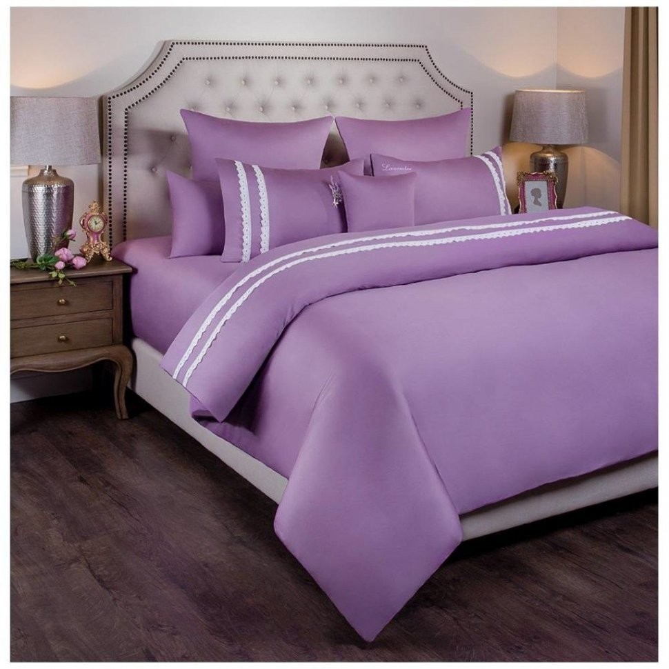 Кпб "лаванда" 2-х сп, сиреневый, с кружевом, под175*215-1шт, прост 250*220-1шт,нав 50*70-2шт SANTALINO (985-101)