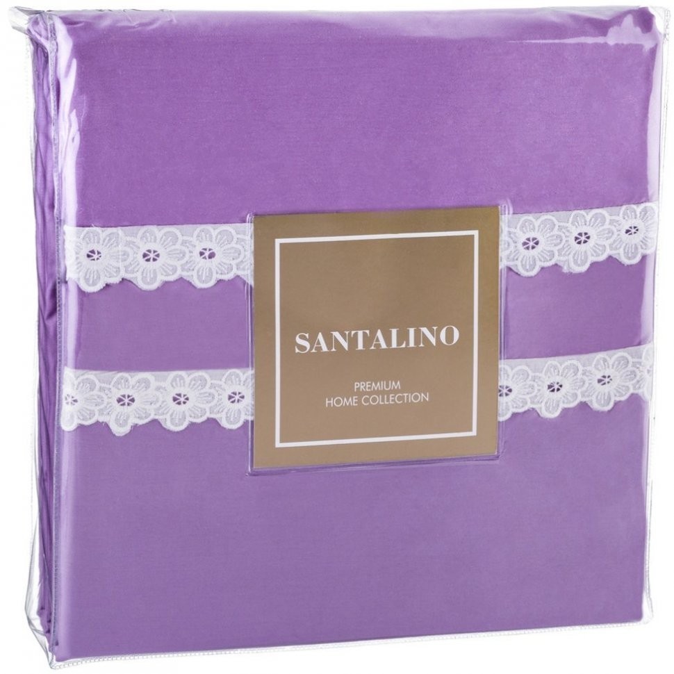 Кпб "лаванда" 2-х сп, сиреневый, с кружевом, под175*215-1шт, прост 250*220-1шт,нав 50*70-2шт SANTALINO (985-101)