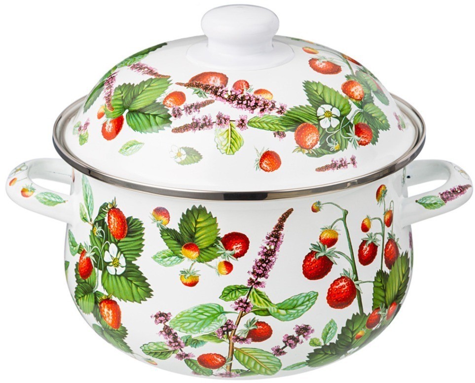 Кастрюля agness эмалированная с эмал.крышкой серия "фруктовая корзина", 2.8 л, 20*12 см (934-562)