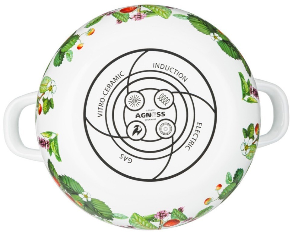 Кастрюля agness эмалированная с эмал.крышкой серия "фруктовая корзина", 2.8 л, 20*12 см (934-562)