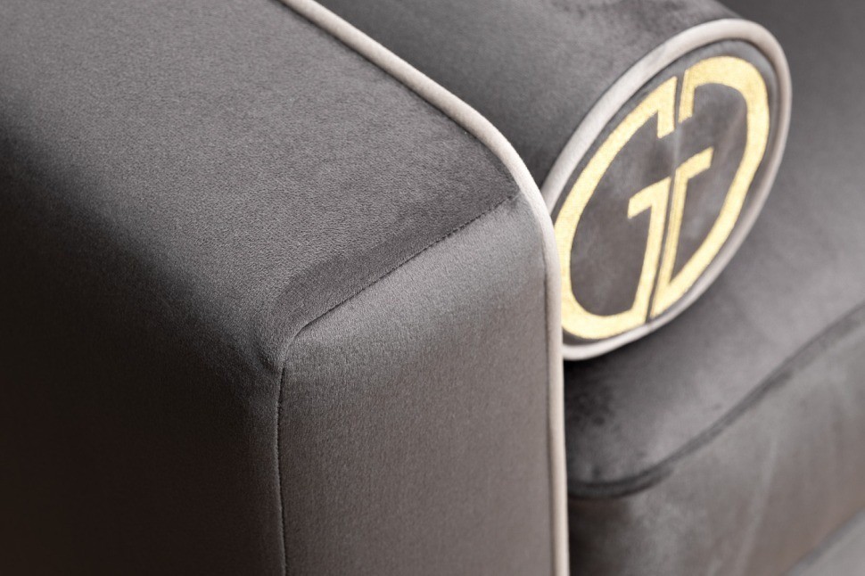 Диван Madrid Memory с кантом трехм. без мех.,велюр серый Colt1003+Colt030 (TT-00013556)