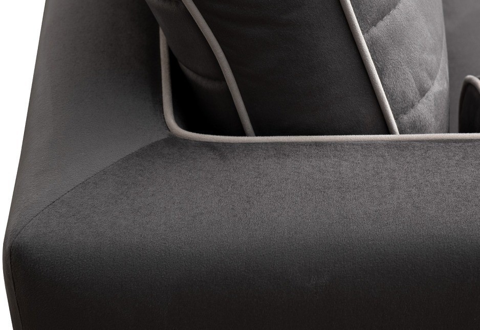 Диван Madrid Memory с кантом трехм. без мех.,велюр серый Colt1003+Colt030 (TT-00013556)