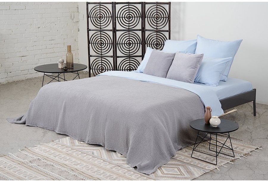 Набор из двух наволочек небесно-голубого цвета из органического стираного хлопка из коллекции essential, 70х70 см (69382)