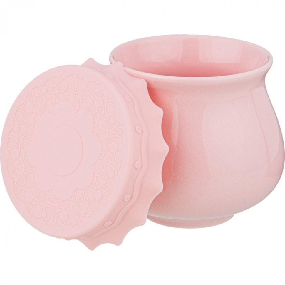 Баночка с силиконовой крышкой "времена года" 300 мл розовая Lefard (359-769)